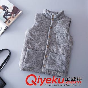 吊帶背心 2015秋冬 外貿(mào) 韓版棉馬甲 女式棉馬甲高領(lǐng)保暖絲棉釘扣開衫背心原始圖片3