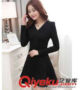 短裙 2015新款韓版女裝高檔禮服OL淑女氣質(zhì)修身長(zhǎng)袖打底連衣裙子原始圖片2
