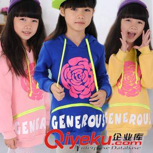 秋款上衣爆款 限時折扣2015秋季童裝新品 女童立體牡丹花拉鏈字母衛衣 兒童衛衣