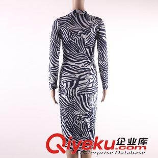 特價連衣裙 夏季女裝 新款性感夜店鏤空修身長袖包臀黑白條紋歐美連衣裙裝原始圖片3