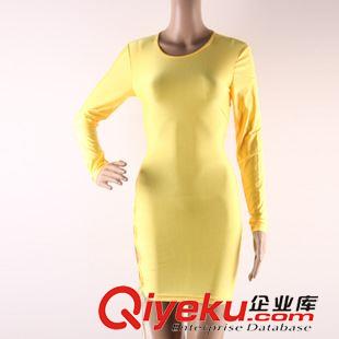 特價(jià)連衣裙 歐美實(shí)拍夏季新款夜店女裝 拼接鏤空修身包臀圓領(lǐng)長(zhǎng)袖連衣短裙裝原始圖片2