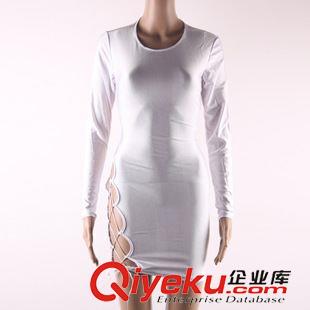 特價(jià)連衣裙 歐美實(shí)拍夏季新款夜店女裝 拼接鏤空修身包臀圓領(lǐng)長(zhǎng)袖連衣短裙裝原始圖片3