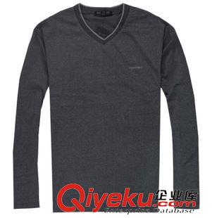 男式v領(lǐng)t恤 熱賣男式V領(lǐng)純色打底衫T恤衫長袖 男士秋衣批發(fā)純棉休閑時(shí)尚潮流