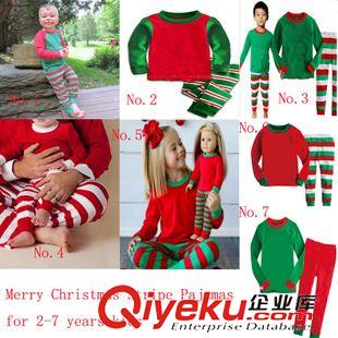 中小童新款家居服2T-7T 儿童圣诞套装 男女宝宝长袖纯棉Christmas家居服睡衣套装一件代发