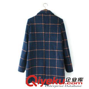西服 2015秋冬新款中長款修身大格子顯瘦毛呢大衣韓版加厚女外套原始圖片2