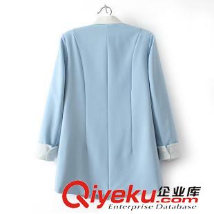 西服 2014秋季新款歐美垂感中長款西裝 時尚修身女式小西服外套女裝原始圖片2