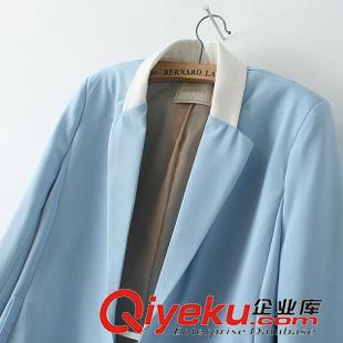 西服 2014秋季新款歐美垂感中長款西裝 時尚修身女式小西服外套女裝原始圖片3
