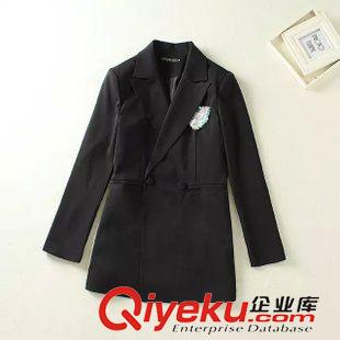 西服 2014秋季新款歐美垂感中長款西裝 時尚修身女式小西服外套女裝
