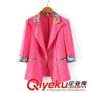 西服 2014秋裝新款休閑加大碼寬松中長款雙排扣西服外套 女裝批發(fā)