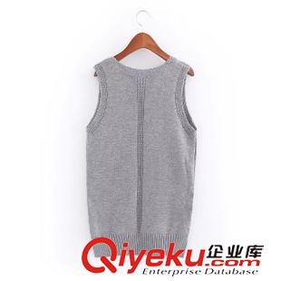 馬甲 韓版東大門氣質(zhì)時尚女針織衫套頭無袖毛衣背心中長款寬松V領(lǐng)馬夾原始圖片2