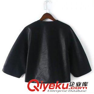 皮衣 2015秋女式新款PU皮純色歐美dp斗篷皮衣短外套原始圖片2