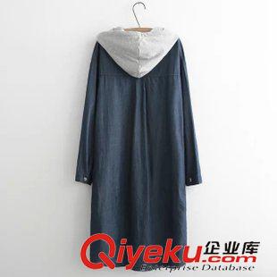 外套/夾克 歐風(fēng)美2015秋裝新款時(shí)尚流行元素{zx1}款牛仔長(zhǎng)款帽衫 女裝原始圖片2