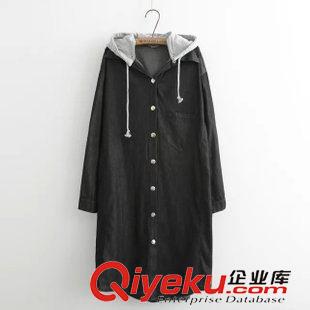 外套/夾克 歐風(fēng)美2015秋裝新款時(shí)尚流行元素{zx1}款牛仔長(zhǎng)款帽衫 女裝原始圖片3