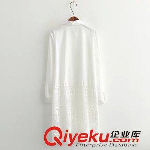 襯衫 2015春裝新款女裝韓版鏤空鉤花蕾絲拼接中長款襯衫上衣女式襯衣潮原始圖片2