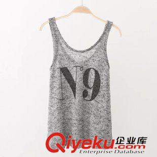 吊帶背心 2015夏季女裝新品同款N9針織吊帶女式休閑百搭字母數(shù)字背心上衣