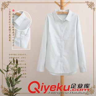 9.20秋款 2015秋冬新款純棉白領(lǐng)職業(yè)襯衫女 修身顯瘦長(zhǎng)袖襯衣加大碼原始圖片3