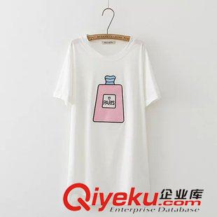 7.5 歐洲站2015夏季新款韓版大碼胖MM女裝寬松T恤香水瓶印花女裝原始圖片2