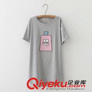 7.5 歐洲站2015夏季新款韓版大碼胖MM女裝寬松T恤香水瓶印花女裝原始圖片3