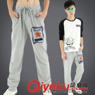 男童褲子 K1233WLC（方塊五角星長褲）男童秋裝長褲青少年春秋裝運動褲子原始圖片2