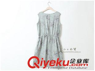 8.8新款 那些花兒 文藝小清新無袖圓領棉紗印花連衣裙女夏季新款5125