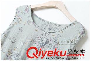 8.8新款 那些花兒 文藝小清新無袖圓領棉紗印花連衣裙女夏季新款5125