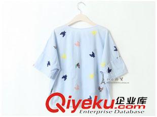 7.21新款 云輕  夏季短款棉麻襯衫女 文藝刺繡圓領(lǐng)蝙蝠袖襯衫女2色fc5181原始圖片2