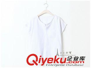 7.14新款 簡愛  文藝夏季棉麻純色襯衫 小v領蝙蝠袖襯衫女3色ec5163原始圖片2