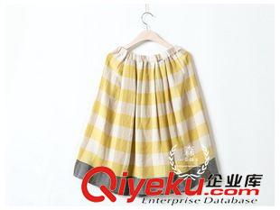 7.14新款 奶茶  文藝英倫學院風格子百褶裙 松緊腰半身中裙女夏2色eb5185原始圖片2