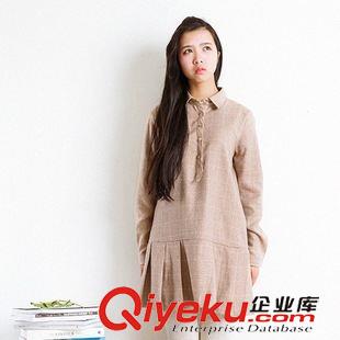 12.30新款 清荼 日系小清新毛呢長(zhǎng)袖 純色連衣裙 女裝打底T恤百褶裙 pl4449