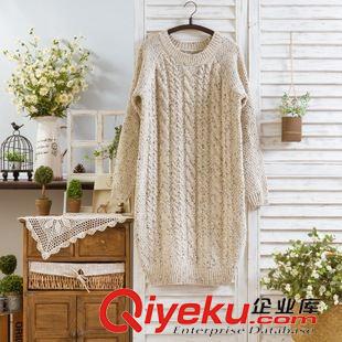 9.18新款 芳澤 文藝小清新麻花長款套頭毛衣女2色0.91kg hm3956