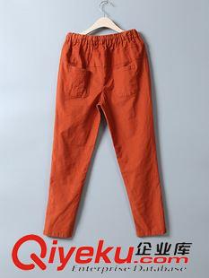 褲子 等她 秋季新品文藝清新燈芯絨松緊腰系帶收腰休閑長(zhǎng)褲女3色5377原始圖片3