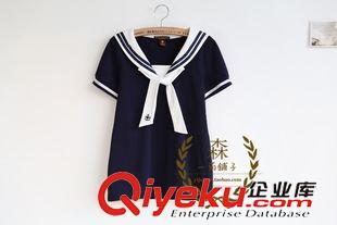 海軍英倫風 海軍學院風 2015夏季新品女式體恤衫 繡花小鐵錨短袖T恤 廠家直銷原始圖片2