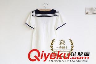 海軍英倫風 海軍學院風 2015夏季新品女式體恤衫 繡花小鐵錨短袖T恤 廠家直銷原始圖片3