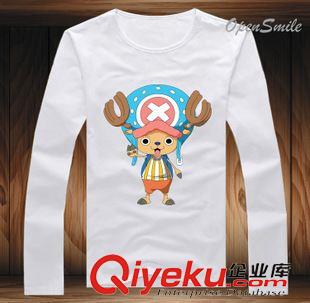 H-海賊王 動(dòng)漫秋裝批發(fā)海賊王路飛喬巴艾斯羅T恤COS服裝周邊長(zhǎng)袖6人組