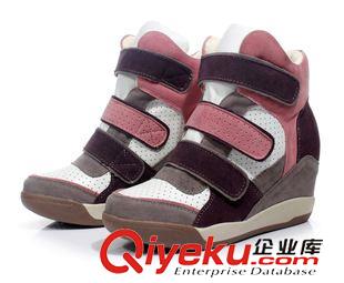 工廠歷年產品（已下架款式） 撞色潮鞋 韓版厚底拼色魔術貼內增高休閑鞋高幫鞋運動鞋女鞋