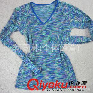 無縫運(yùn)動內(nèi)衣外套 段染AB紗外貿(mào)余單V領(lǐng)速干長袖T恤 瑜伽健身 戶外跑步運(yùn)動休閑上衣原始圖片2