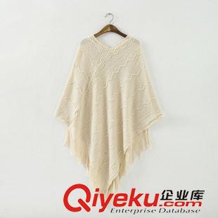 9月29日 批發爆款秋冬女裝新 不規則條紋流蘇拼接披肩斗篷毛衣JIA-9.730