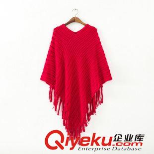 9月29日 批發爆款秋冬女裝新 不規則條紋流蘇拼接披肩斗篷毛衣JIA-9.730