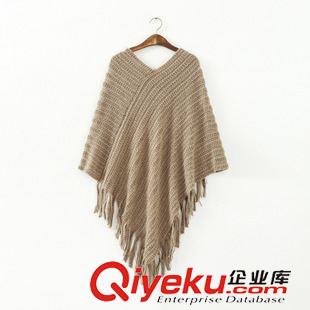 9月29日 批發爆款秋冬女裝新 不規則條紋流蘇拼接披肩斗篷毛衣JIA-9.730原始圖片3