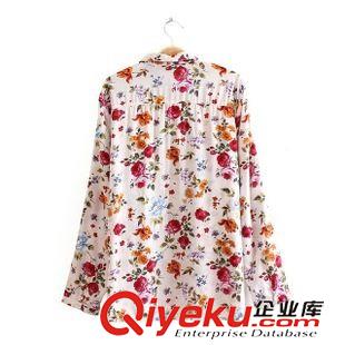 9月21日 甜美春秋新品 女士翻領花朵大口袋中長款長袖襯衫襯衣1TH-9.574原始圖片2