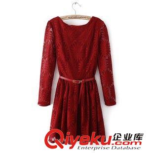 熱賣推薦 歐美爆款 太陽(yáng)花蕾絲后深V拉鏈修身連衣裙蕾絲裙15-11111原始圖片3