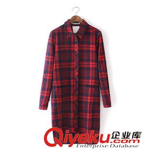 9月11 韓版百搭街潮款 女翻領后背字母前短后長格子襯衫10TB-9.332