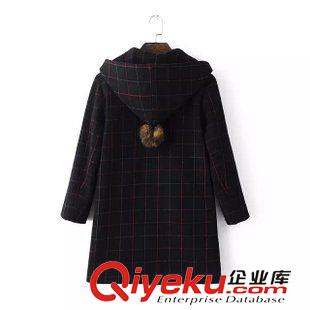 9月12 時尚熱賣爆款 女秋冬雙口袋刺繡寬松格子連帽毛呢大衣14HL-9.384原始圖片2