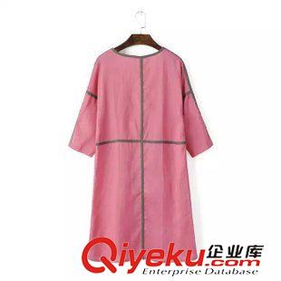 9月12 2015秋季時尚爆款 女韓版棉麻長袖包邊長款風衣外套女5LTB-9.373原始圖片3