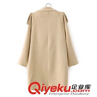 9月13 韓版氣質秋裝 女純色大翻領肩章斜口袋暗扣蝙蝠袖風衣21ZY-9.409原始圖片3