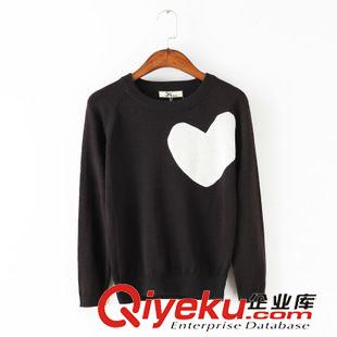 15年9月6-10 時尚秋裝 女士百搭撞色愛心提花休閑百搭針織衫1JQ-9.303
