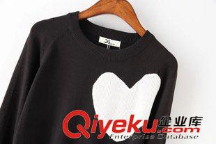 15年9月6-10 時尚秋裝 女士百搭撞色愛心提花休閑百搭針織衫1JQ-9.303原始圖片3