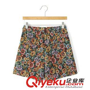 15年9月1-5 歐洲站秋裝 女士復古花朵碎花提花雙口袋短褲11HY-9.069原始圖片2