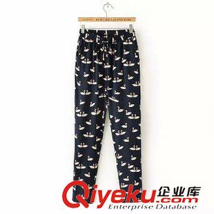 15年8月26-31 歐洲站爆款 女青花瓷花朵仿絲綢后開叉包臀半裙半身裙5AZ-8.452