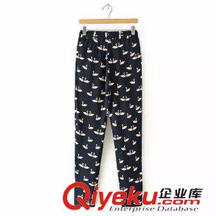 15年8月26-31 秋季人氣爆款 女士對(duì)鵝印花腰部系帶松緊腰哈倫褲長(zhǎng)款11RM-8.476原始圖片2